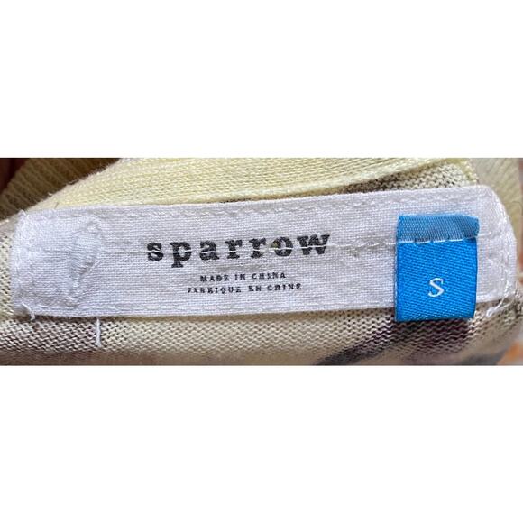 Anthropologie Sparrow Cardigan Mixed Print Longline Cotton Artsy Beige Small - Picture 7 of 9